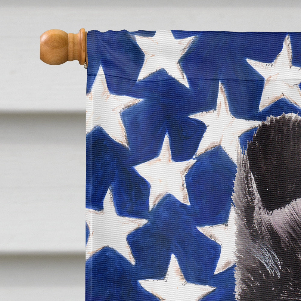 Black and White Collie with American Flag USA Flag Canvas House Size SC9630CHF