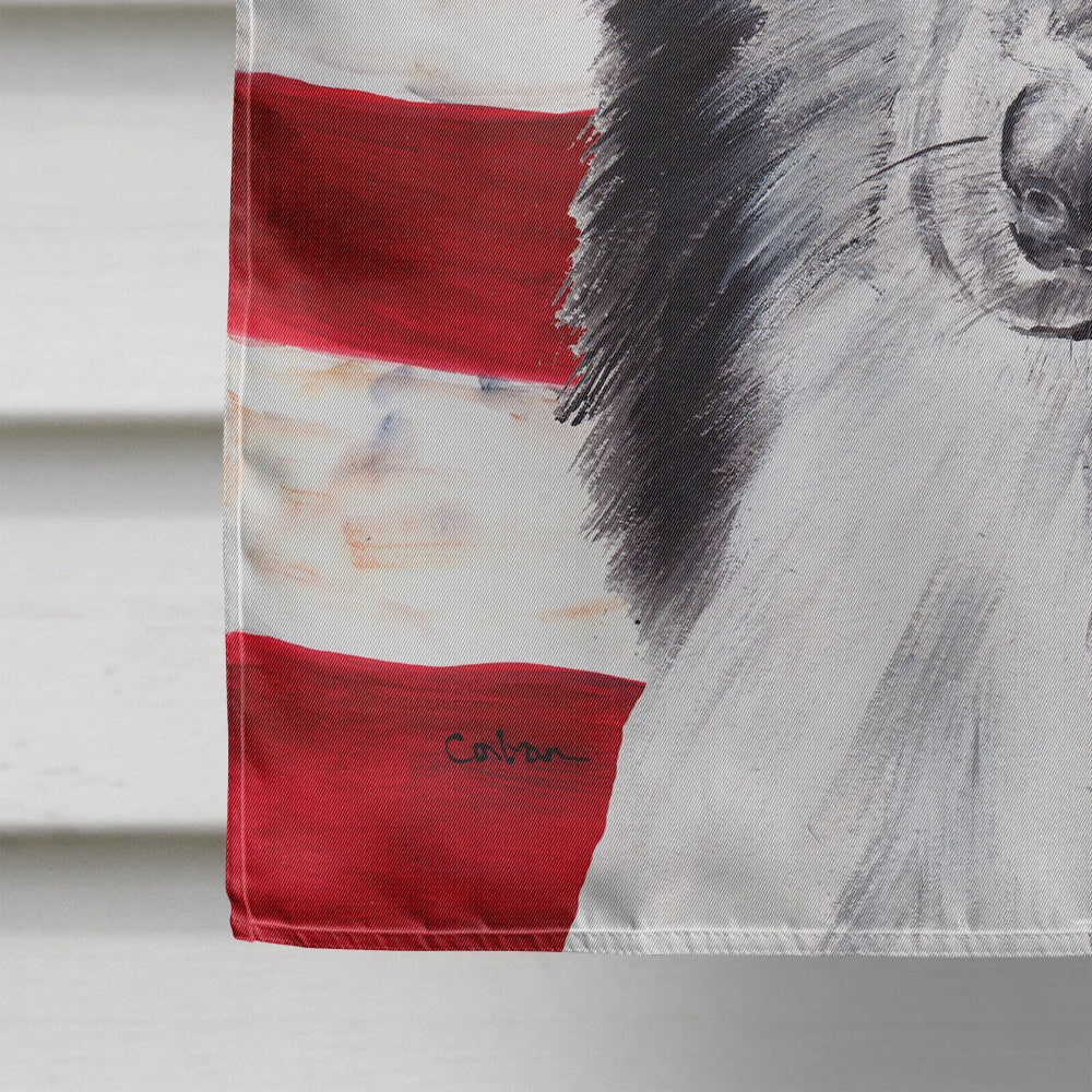Black and White Collie with American Flag USA Flag Canvas House Size SC9630CHF