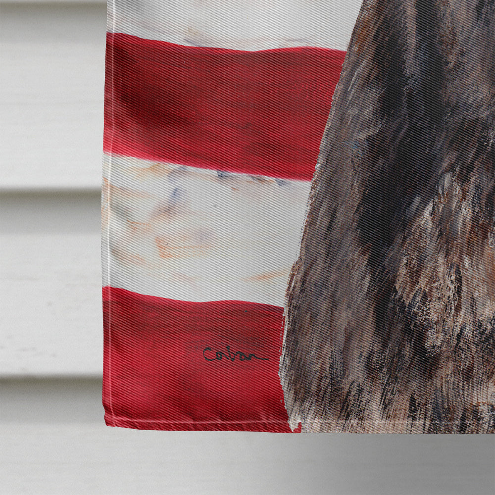 Staffordshire Bull Terrier Staffie with American Flag USA Flag Canvas House Size SC9633CHF  the-store.com.