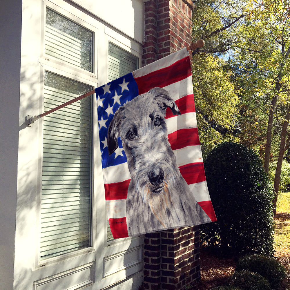 Scottish Deerhound with American Flag USA Flag Canvas House Size SC9634CHF  the-store.com.