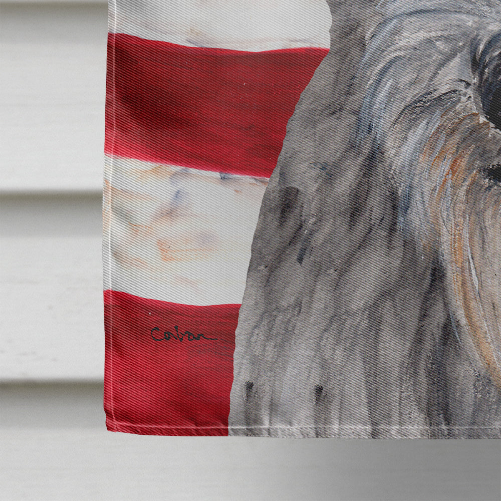 Scottish Deerhound with American Flag USA Flag Canvas House Size SC9634CHF