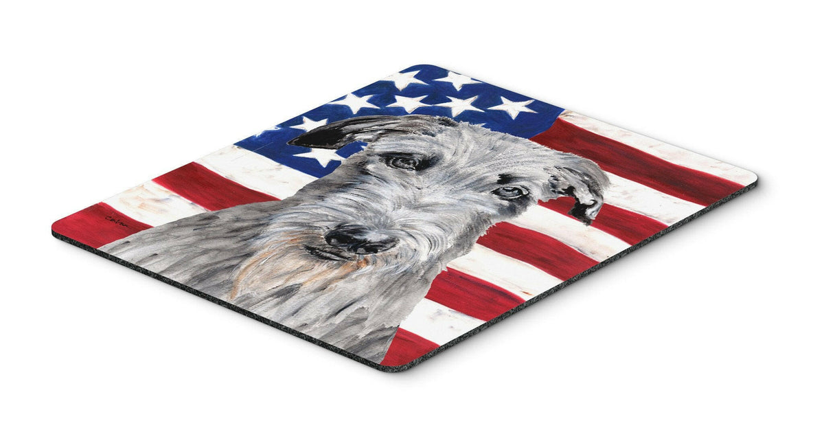 Scottish Deerhound with American Flag USA Mouse Pad, Hot Pad or Trivet SC9634MP by Caroline&#39;s Treasures