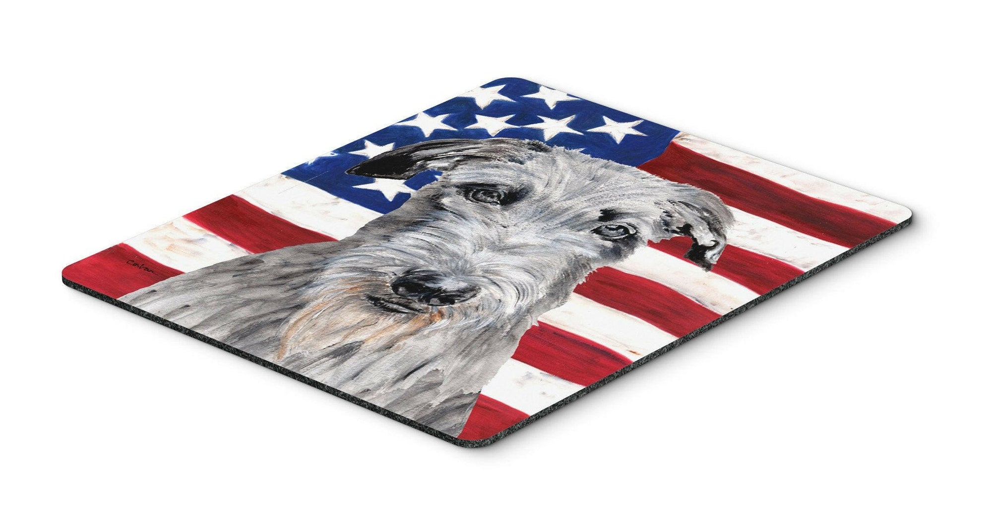 Scottish Deerhound with American Flag USA Mouse Pad, Hot Pad or Trivet SC9634MP by Caroline's Treasures