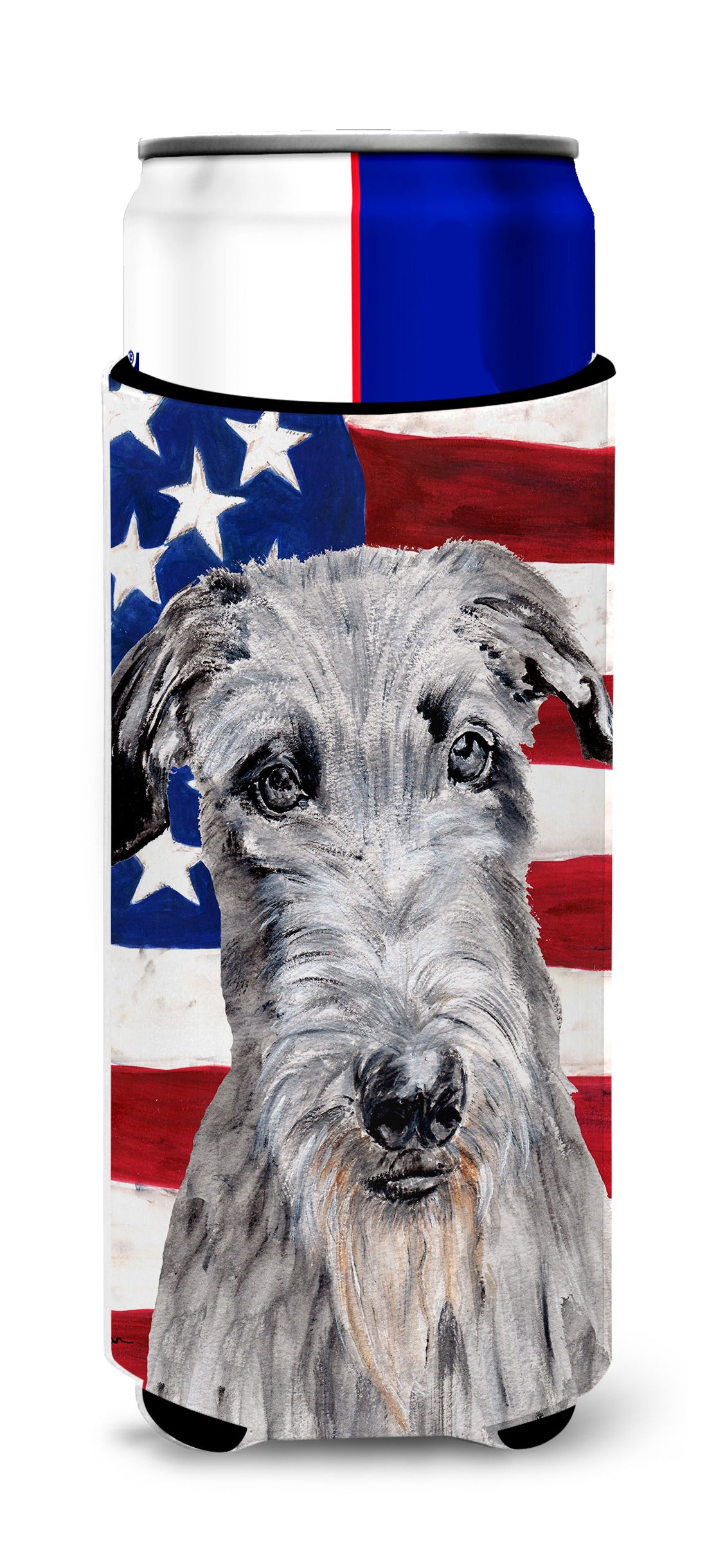 Scottish Deerhound with American Flag USA Ultra Beverage Insulators for slim cans SC9634MUK