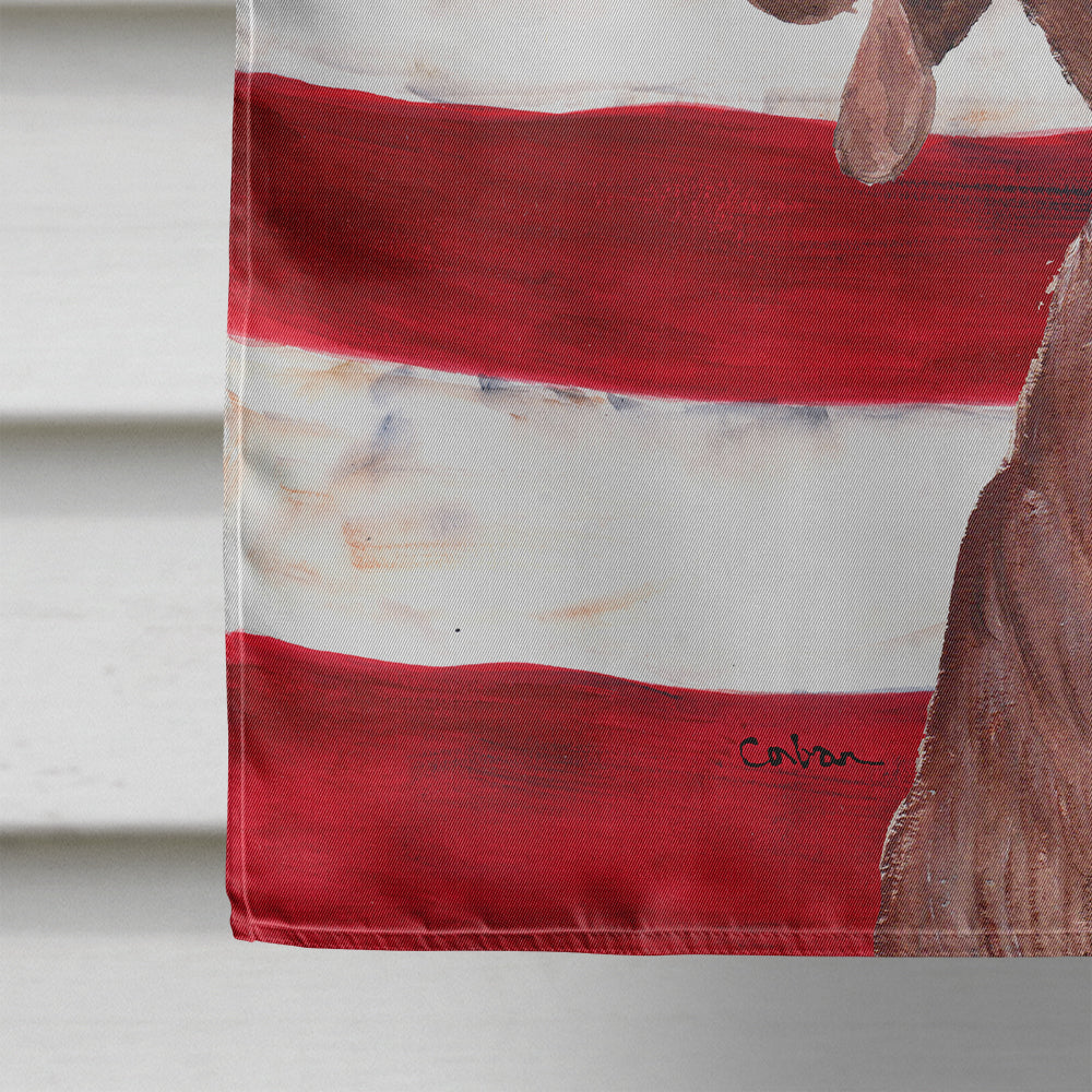 Redbone Coonhound with American Flag USA Flag Canvas House Size SC9635CHF