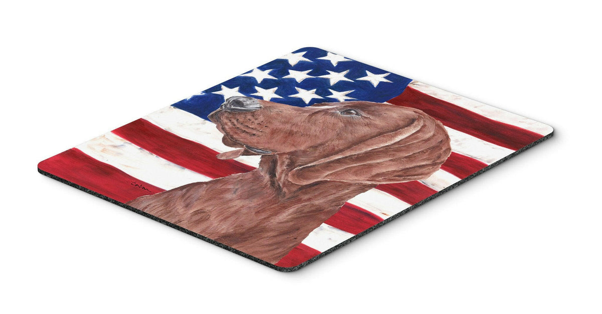 Redbone Coonhound with American Flag USA Mouse Pad, Hot Pad or Trivet SC9635MP by Caroline&#39;s Treasures