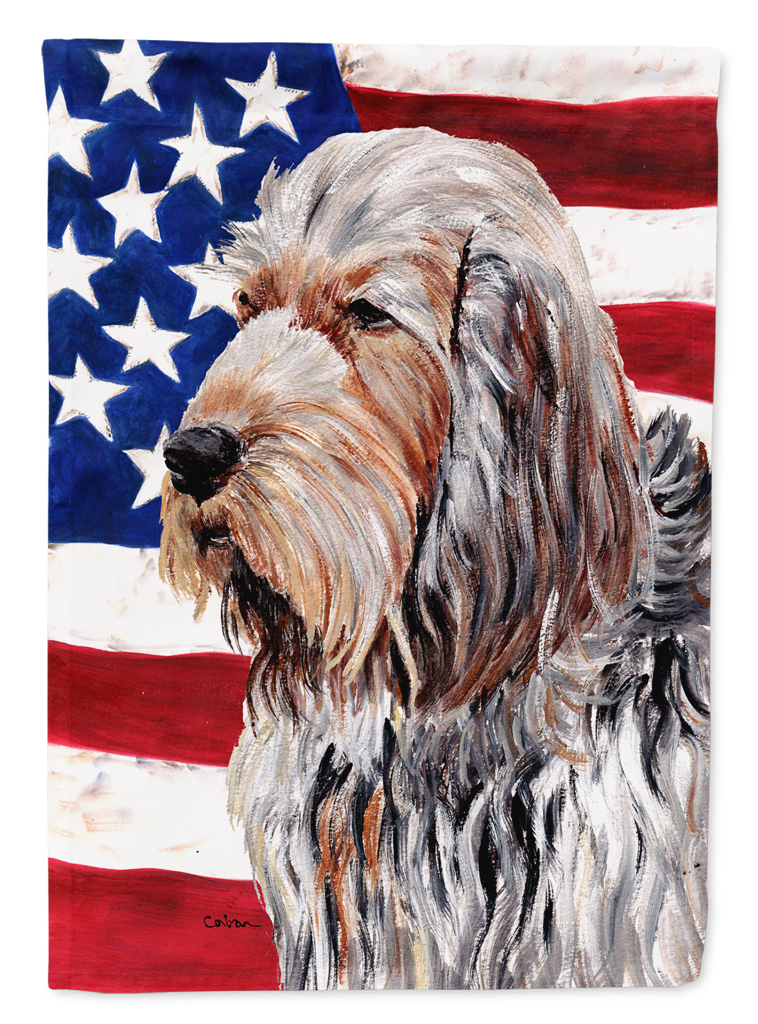 Otterhound with American Flag USA Flag Canvas House Size SC9636CHF