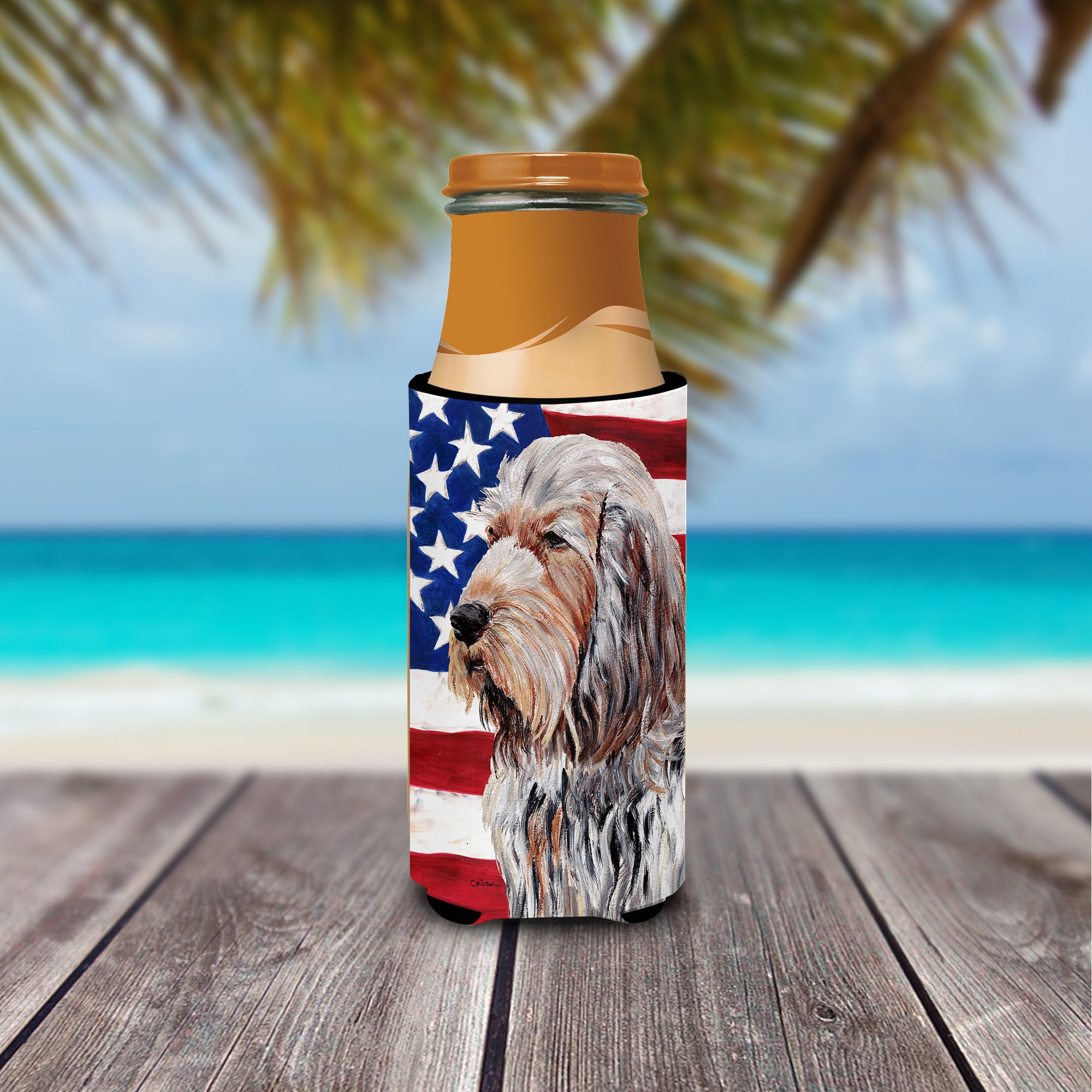 Otterhound with American Flag USA Ultra Beverage Insulators for slim cans SC9636MUK.