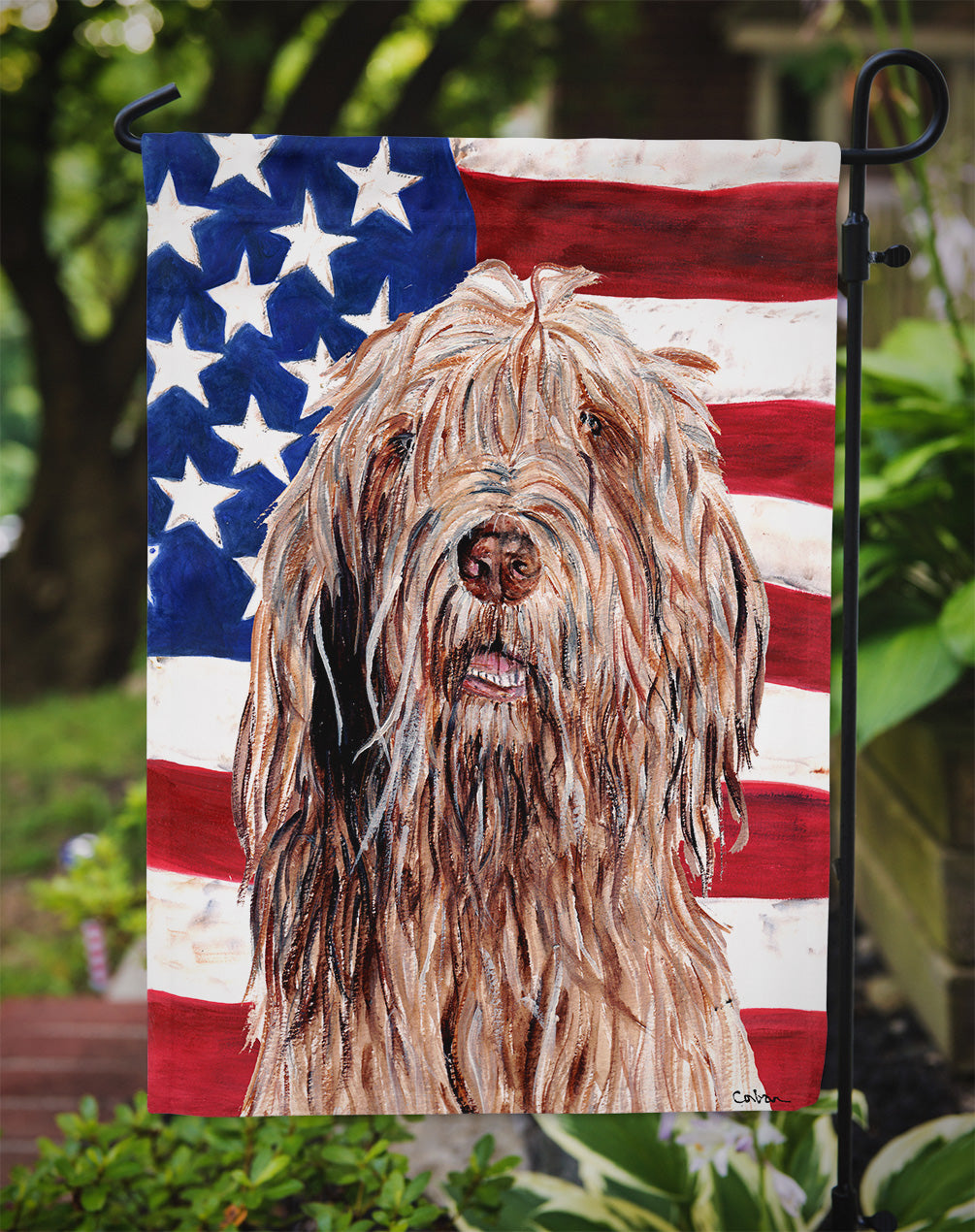 Otterhound with American Flag USA Flag Garden Size SC9637GF