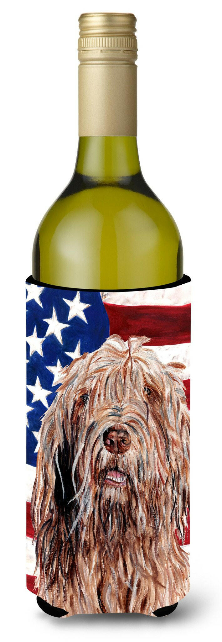 Otterhound with American Flag USA Wine Bottle Beverage Insulator Hugger SC9637LITERK by Caroline&#39;s Treasures