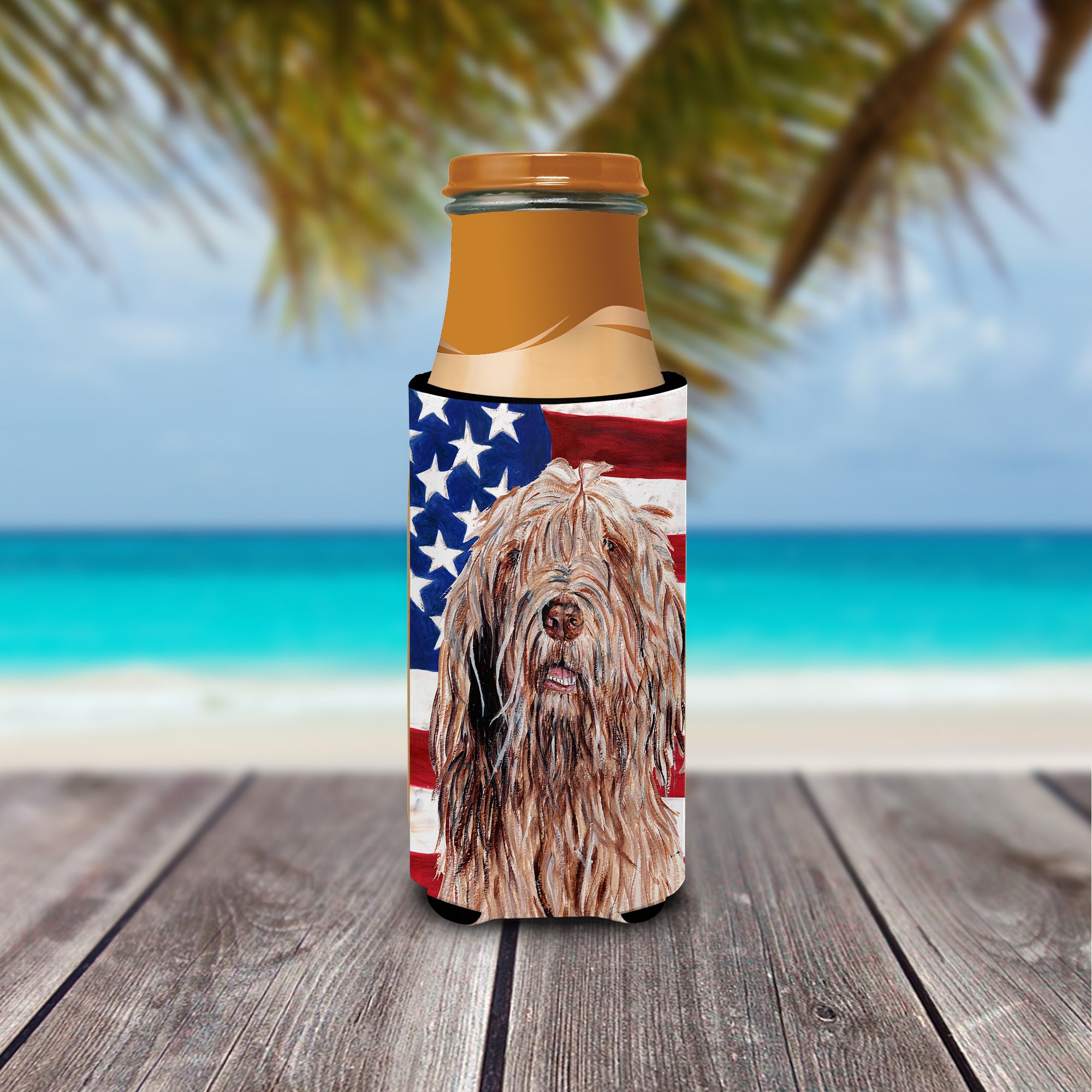 Otterhound with American Flag USA Ultra Beverage Insulators for slim cans SC9637MUK