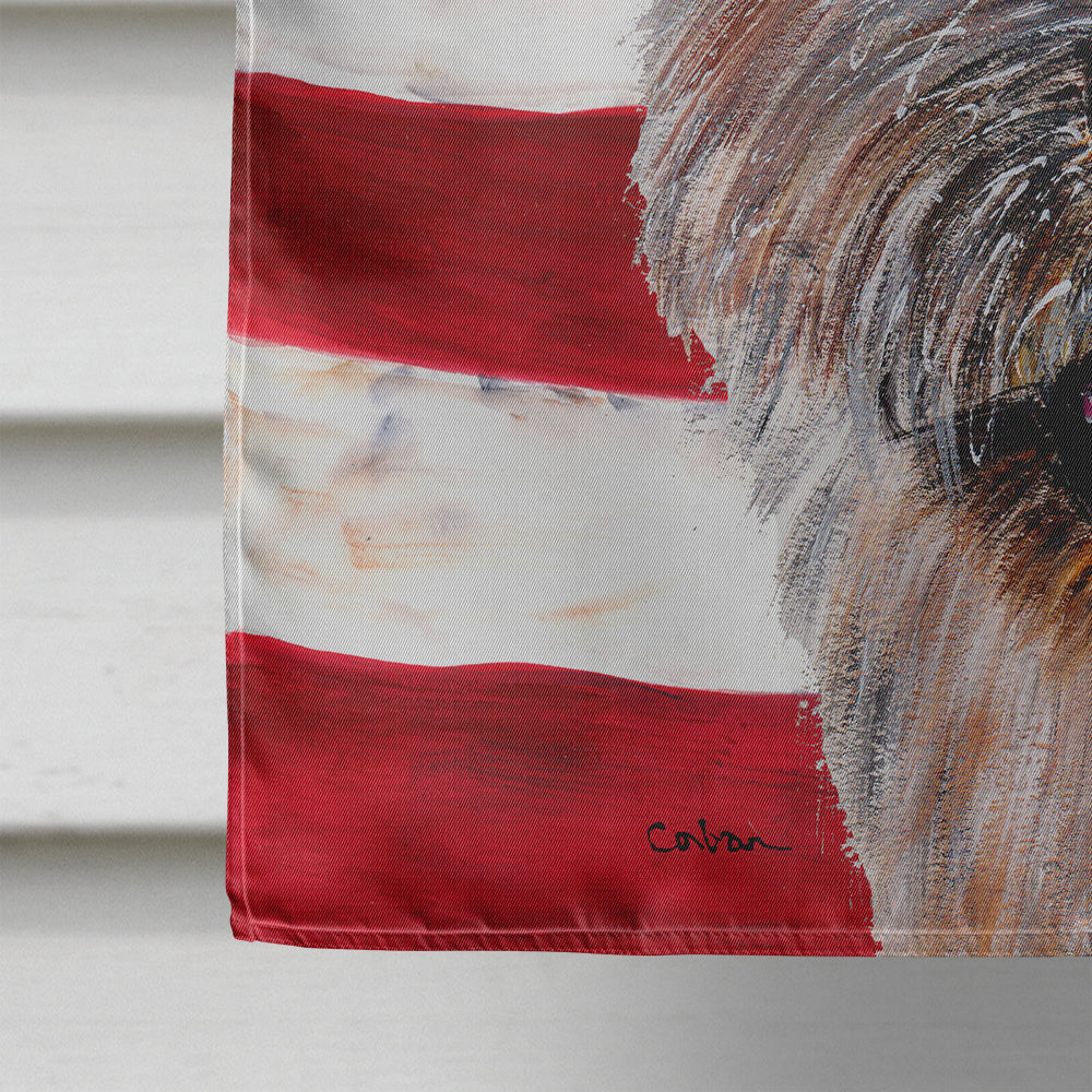 Norwich Terrier with American Flag USA Flag Canvas House Size SC9638CHF  the-store.com.