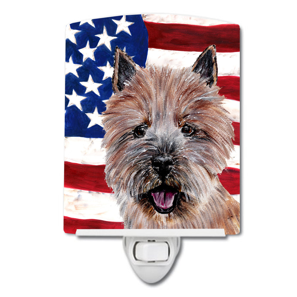 Norwich Terrier with American Flag USA Ceramic Night Light SC9638CNL - the-store.com