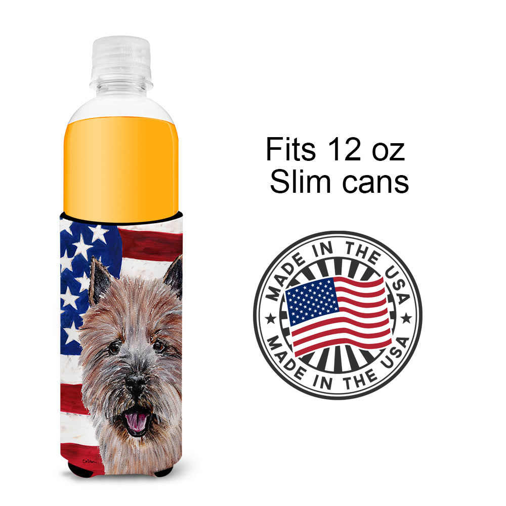 Norwich Terrier with American Flag USA Ultra Beverage Insulators for slim cans SC9638MUK.