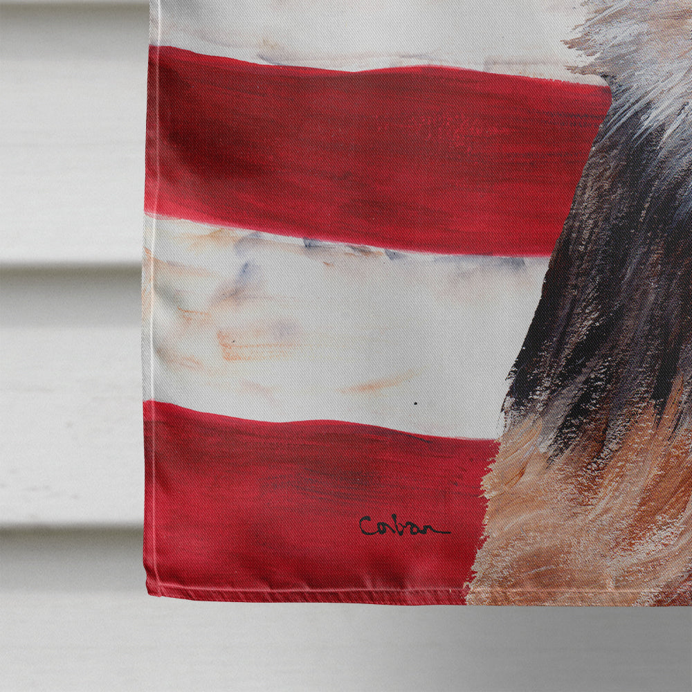Norfolk Terrier Puppy with American Flag USA Flag Canvas House Size SC9639CHF