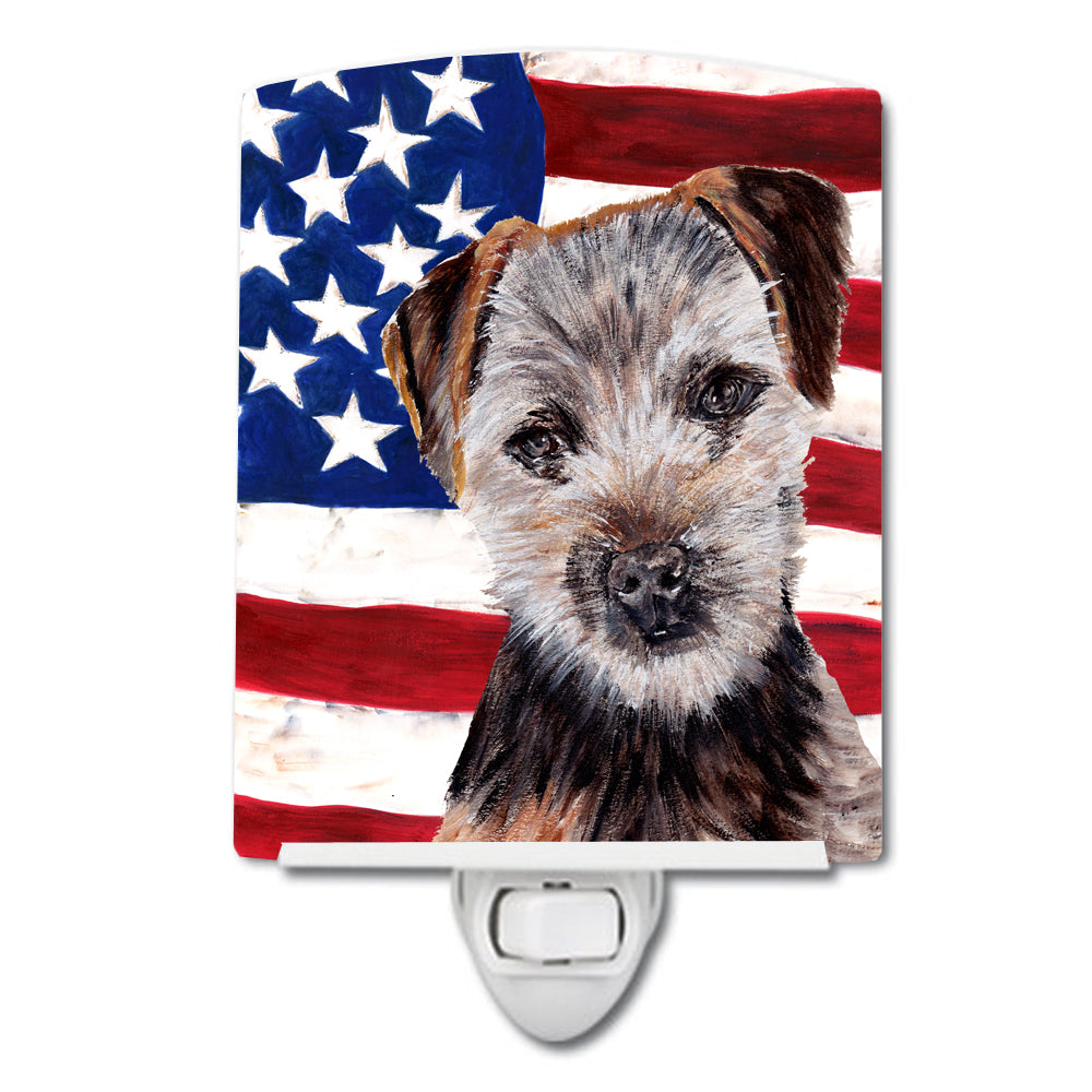 Norfolk Terrier Puppy with American Flag USA Ceramic Night Light SC9639CNL - the-store.com