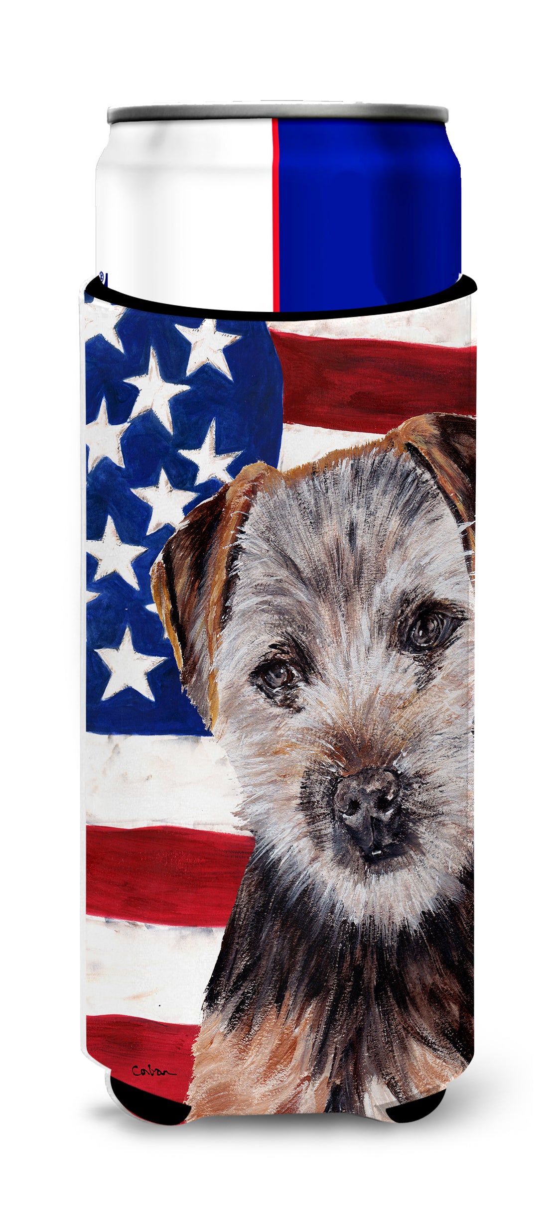 Norfolk Terrier Puppy with American Flag USA Ultra Beverage Insulators for slim cans SC9639MUK