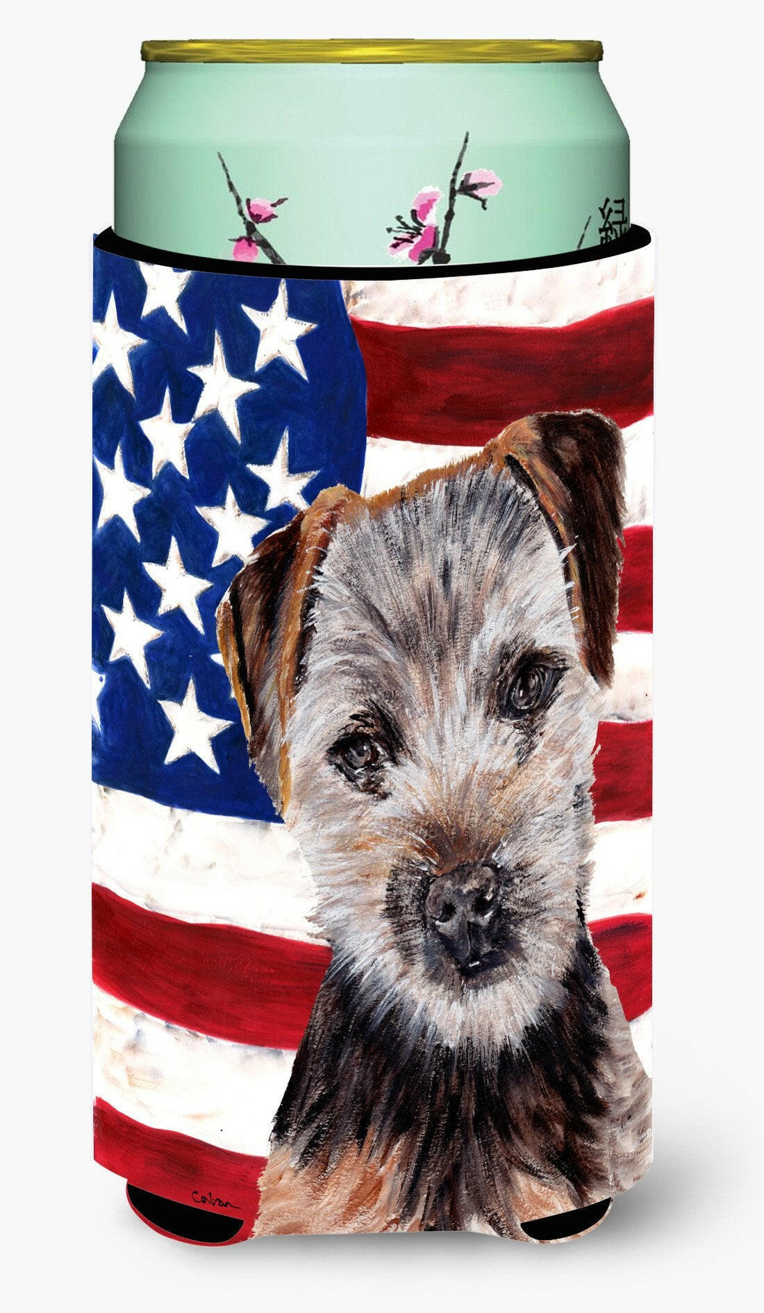 Norfolk Terrier Puppy with American Flag USA Tall Boy Beverage Insulator Hugger SC9639TBC by Caroline's Treasures