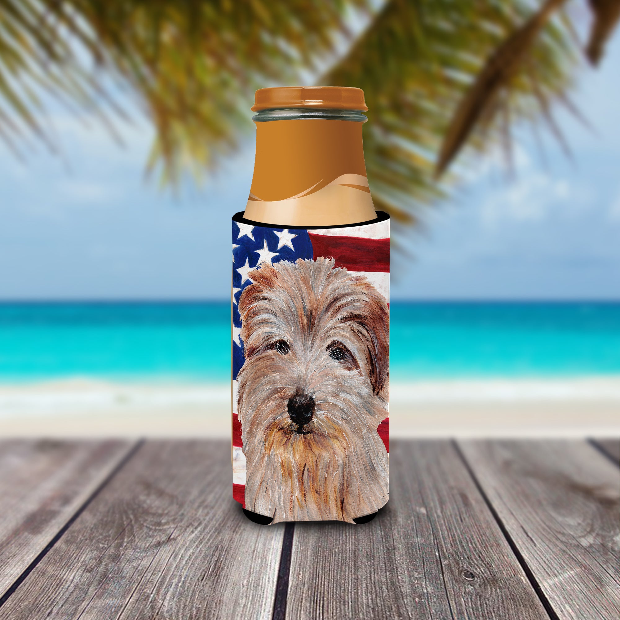 Norfolk Terrier with American Flag USA Ultra Beverage Insulators for slim cans SC9640MUK.