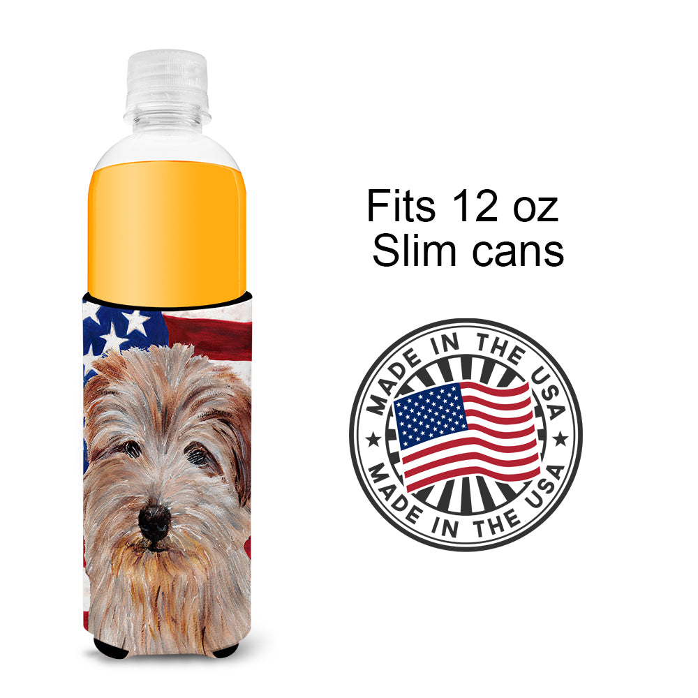 Norfolk Terrier with American Flag USA Ultra Beverage Insulators for slim cans SC9640MUK