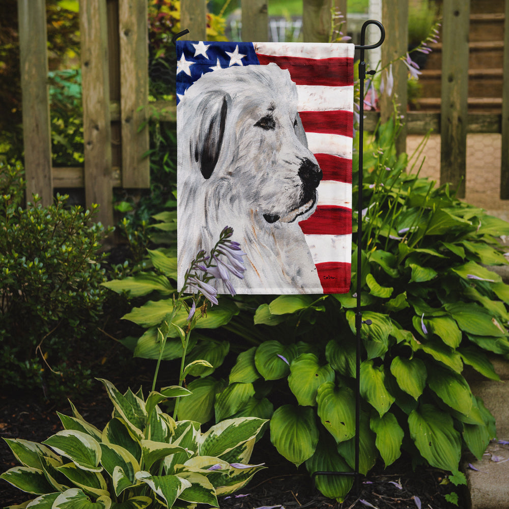 Great Pyrenees with American Flag USA Flag Garden Size SC9642GF