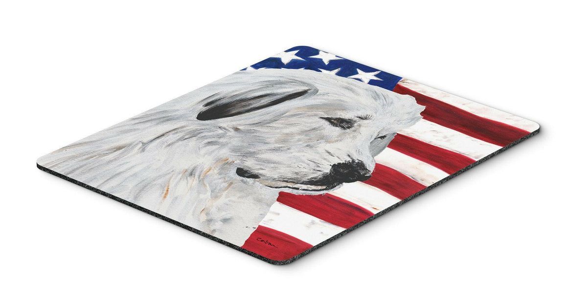 Great Pyrenees with American Flag USA Mouse Pad, Hot Pad or Trivet SC9642MP by Caroline&#39;s Treasures