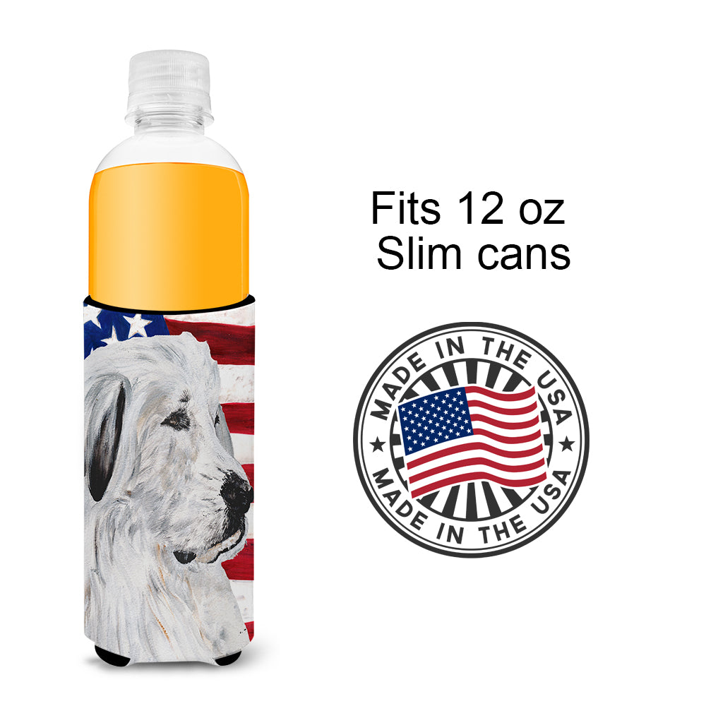 Great Pyrenees with American Flag USA Ultra Beverage Insulators for slim cans SC9642MUK