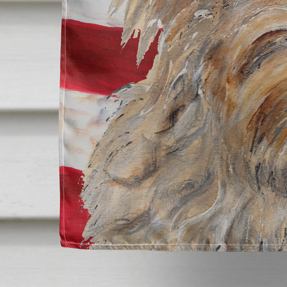 Golden Doodle 2 with American Flag USA Flag Canvas House Size SC9643CHF