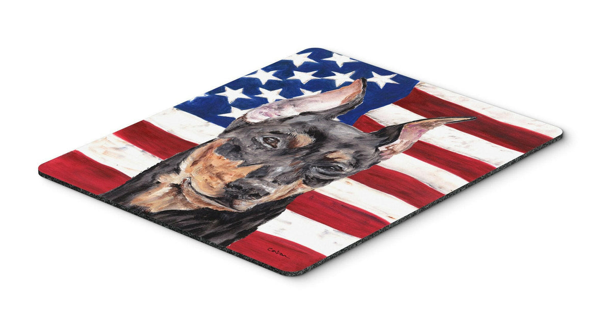 German Pinscher with American Flag USA Mouse Pad, Hot Pad or Trivet SC9644MP by Caroline&#39;s Treasures