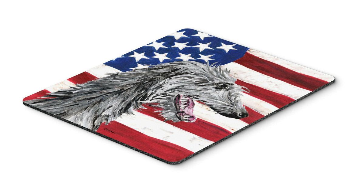 Scottish Deerhound with American Flag USA Mouse Pad, Hot Pad or Trivet SC9645MP by Caroline&#39;s Treasures