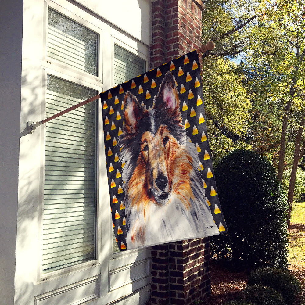 Collie Candy Corn Halloween Flag Canvas House Size SC9646CHF  the-store.com.