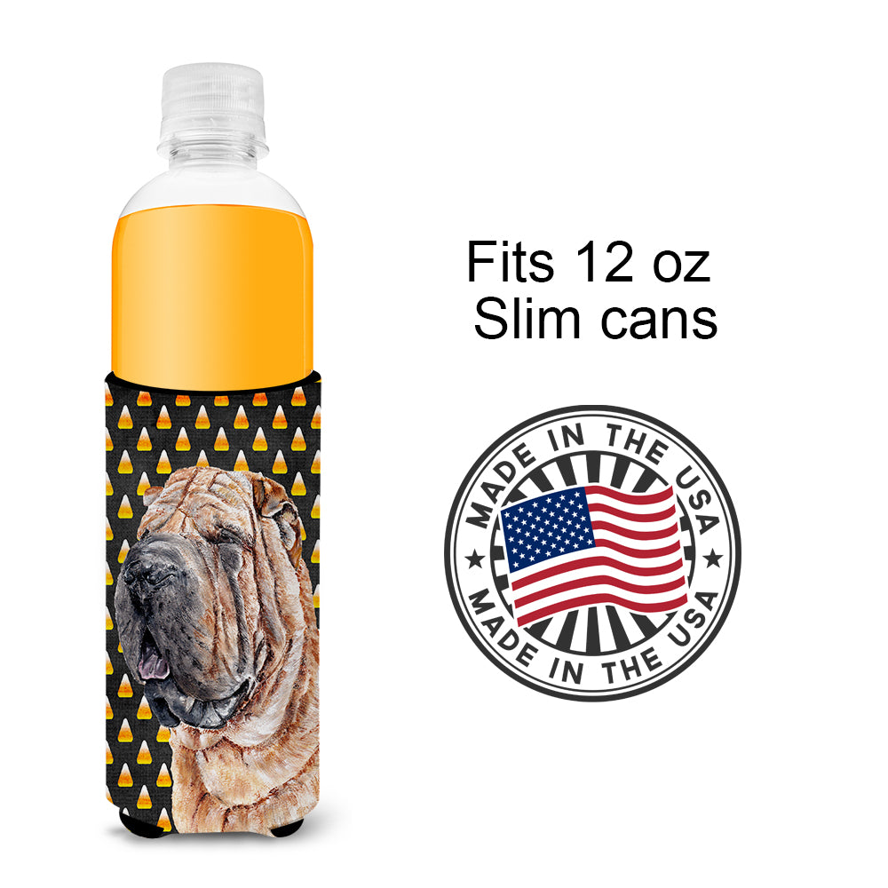 Shar Pei Candy Corn Halloween Ultra Beverage Insulators for slim cans SC9647MUK.