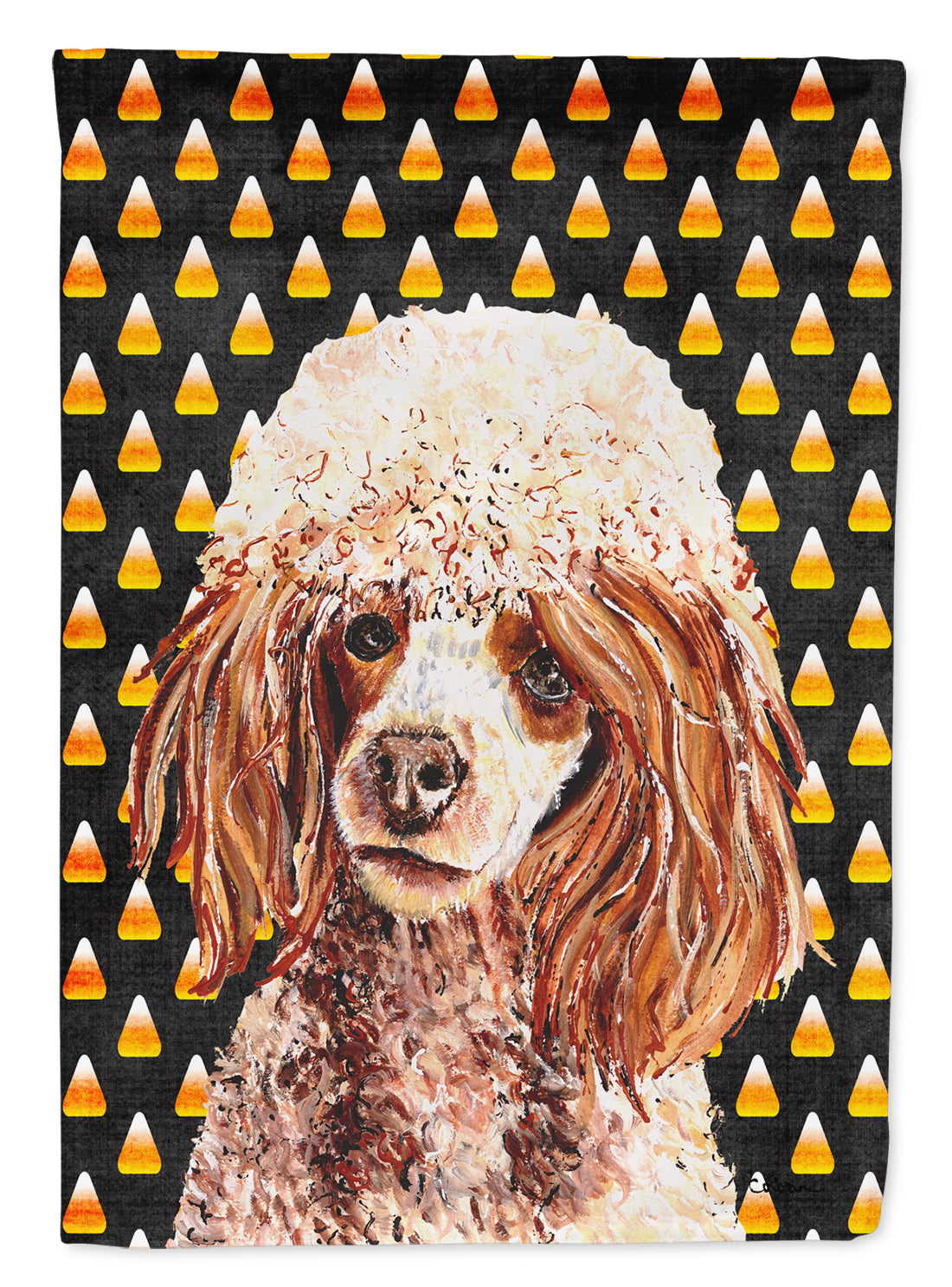 Red Miniature Poodle Candy Corn Halloween Flag Canvas House Size SC9651CHF