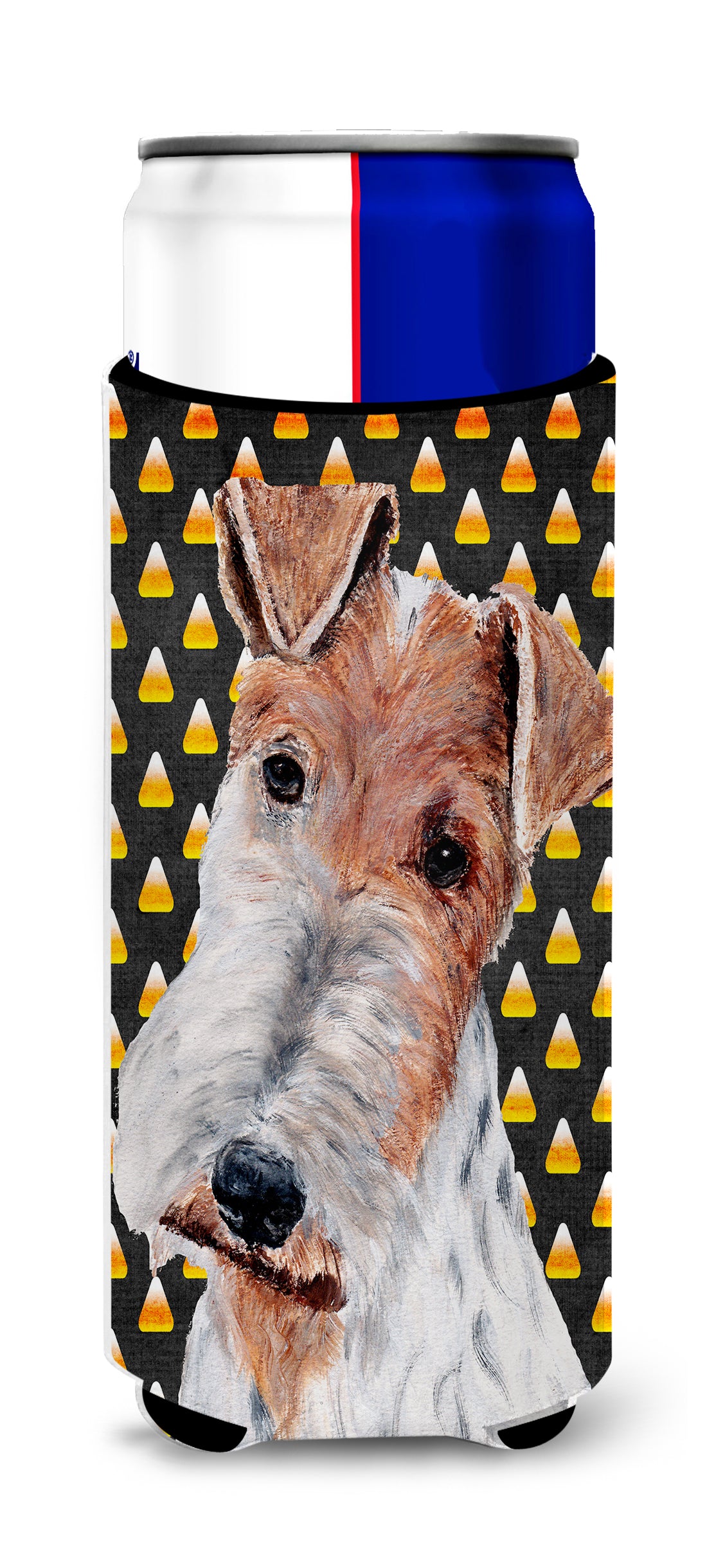Wire Fox Terrier Candy Corn Halloween Ultra Beverage Insulators for slim cans SC9652MUK.