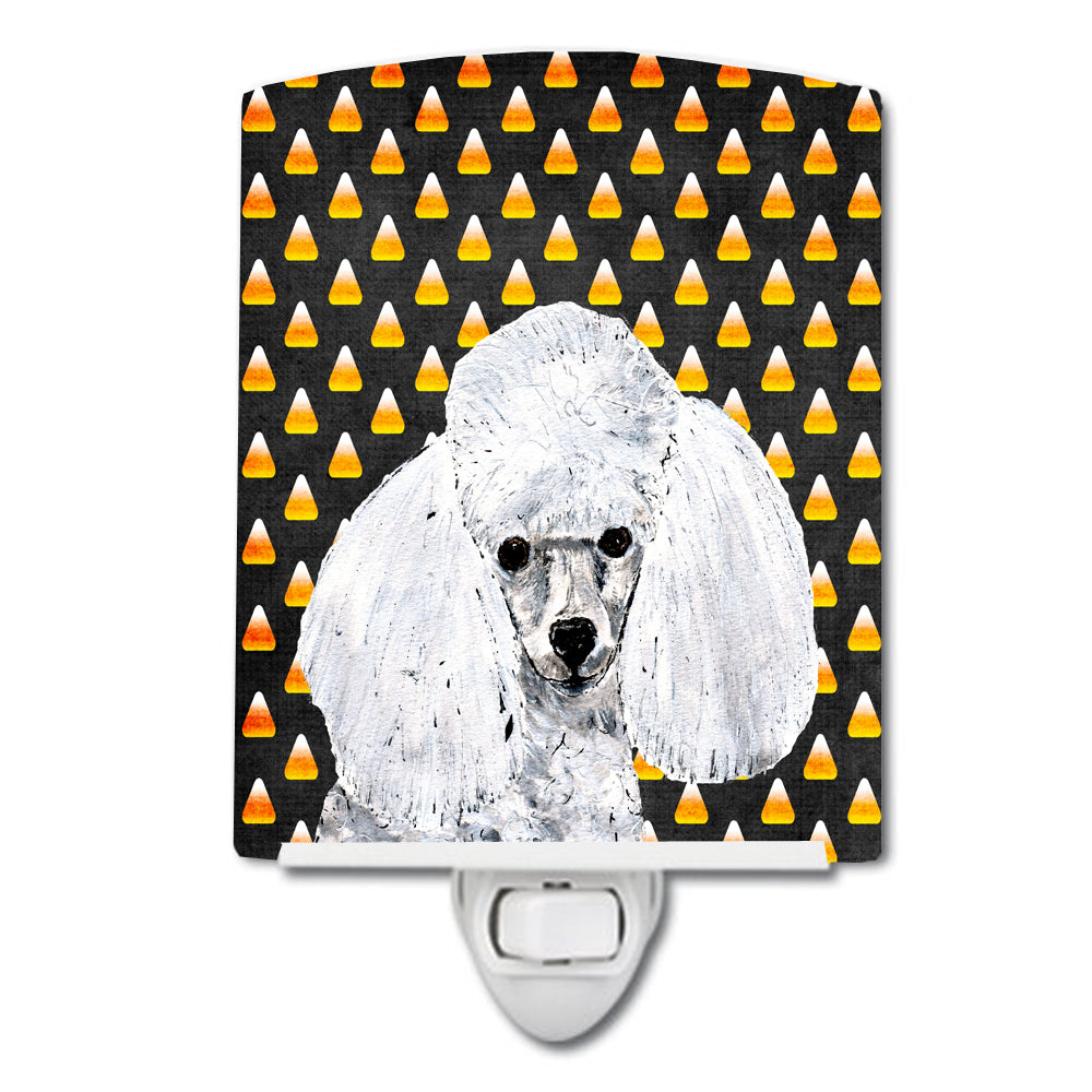 White Toy Poodle Candy Corn Halloween Ceramic Night Light SC9653CNL - the-store.com