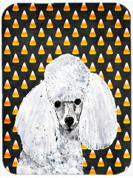 White Toy Poodle Candy Corn Halloween Glass Cutting Board Large Size SC9653LCB by Caroline&#39;s Treasures