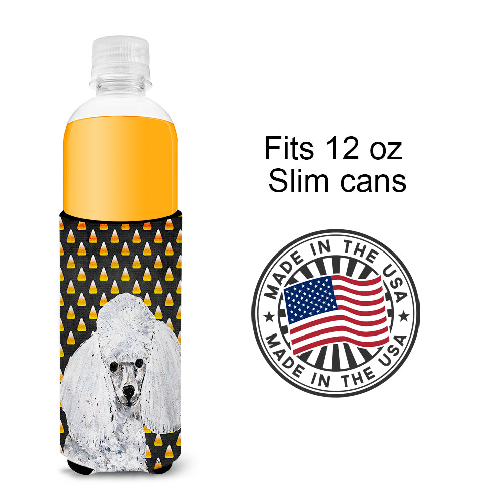 White Toy Poodle Candy Corn Halloween Ultra Beverage Insulators for slim cans SC9653MUK.