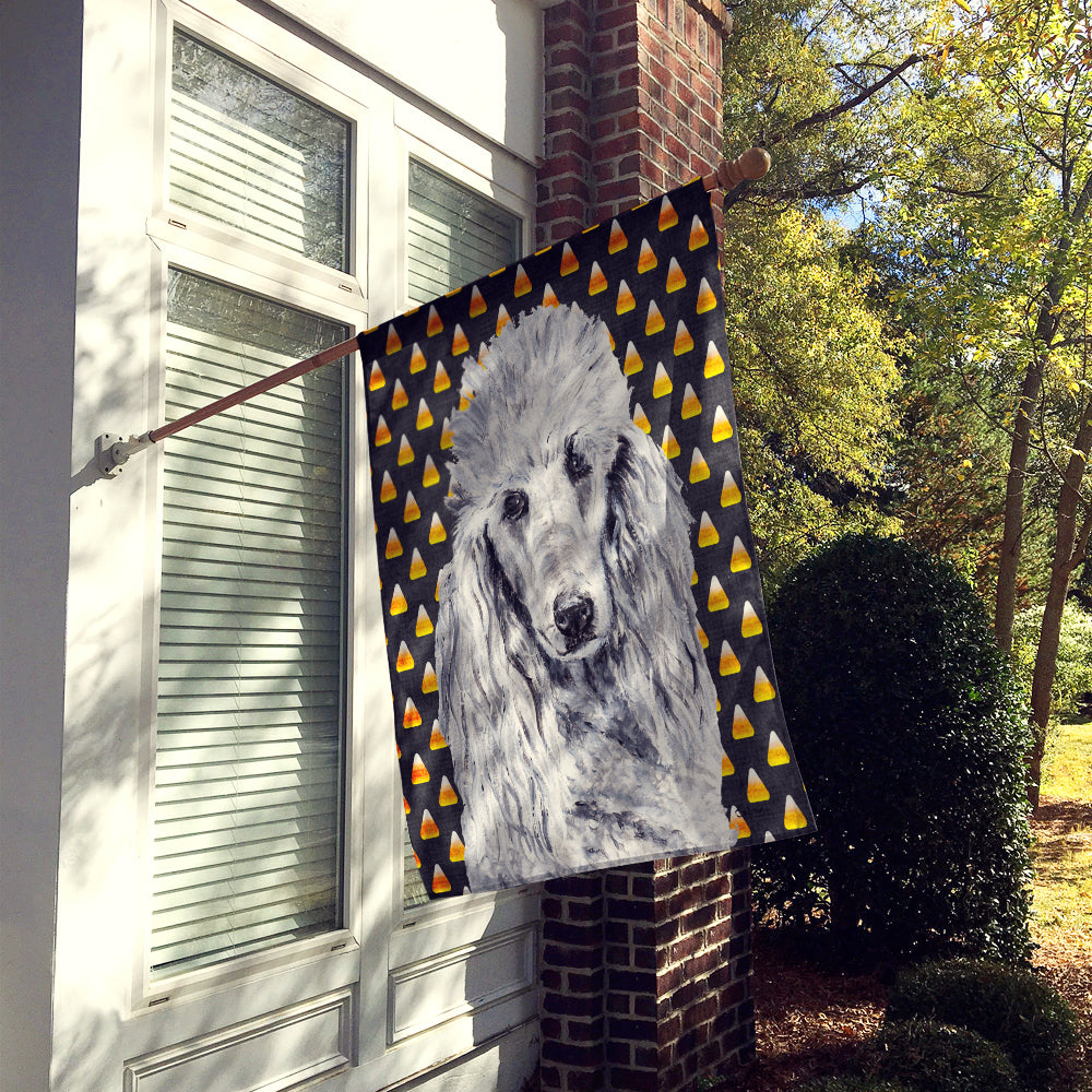 White Standard Poodle Candy Corn Halloween Flag Canvas House Size SC9655CHF  the-store.com.