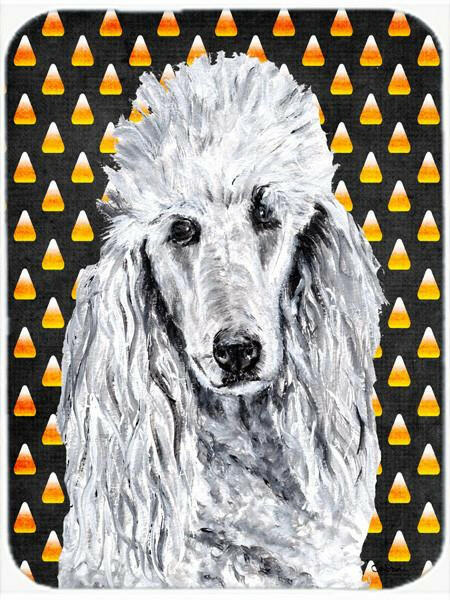 White Standard Poodle Candy Corn Halloween Glass Cutting Board Large Size SC9655LCB by Caroline&#39;s Treasures