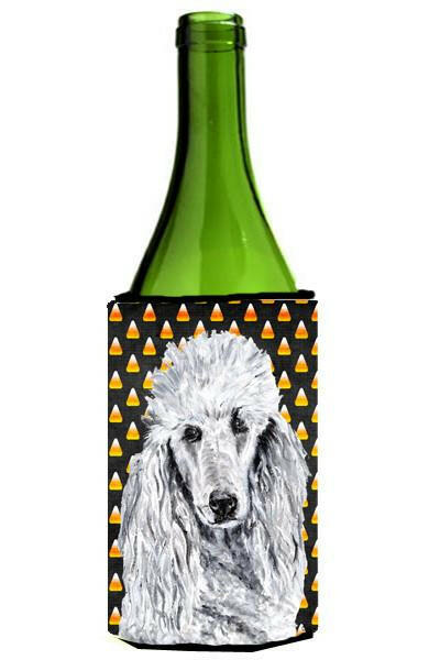 White Standard Poodle Candy Corn Halloween Wine Bottle Beverage Insulator Hugger SC9655LITERK by Caroline's Treasures