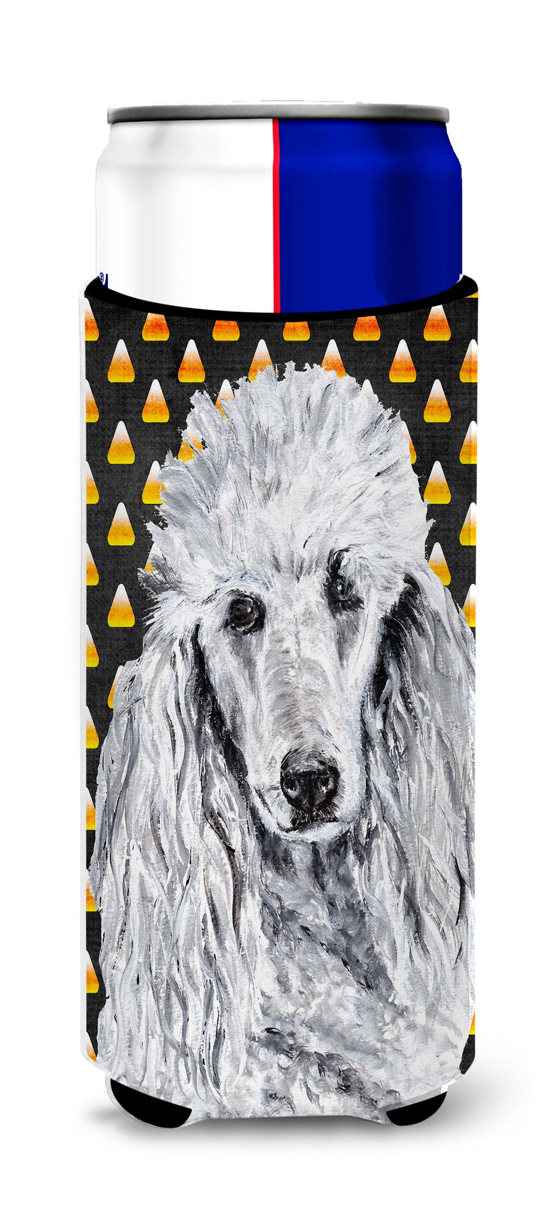White Standard Poodle Candy Corn Halloween Ultra Beverage Insulators for slim cans SC9655MUK