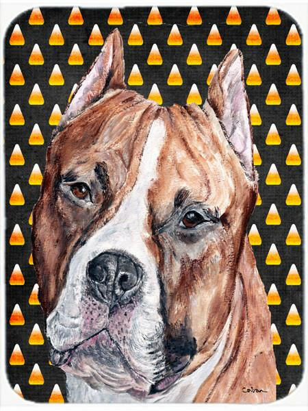 Staffordshire Bull Terrier Staffie Candy Corn Halloween Glass Cutting Board Large Size SC9656LCB by Caroline&#39;s Treasures