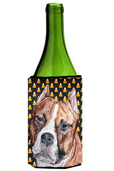 Staffordshire Bull Terrier Staffie Candy Corn Halloween Wine Bottle Beverage Insulator Hugger SC9656LITERK by Caroline&#39;s Treasures