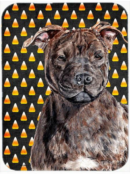 Staffordshire Bull Terrier Staffie Candy Corn Halloween Glass Cutting Board Large Size SC9657LCB by Caroline&#39;s Treasures
