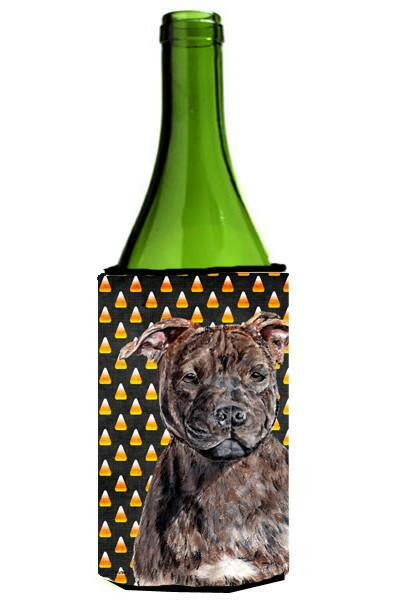 Staffordshire Bull Terrier Staffie Candy Corn Halloween Wine Bottle Beverage Insulator Hugger SC9657LITERK by Caroline&#39;s Treasures