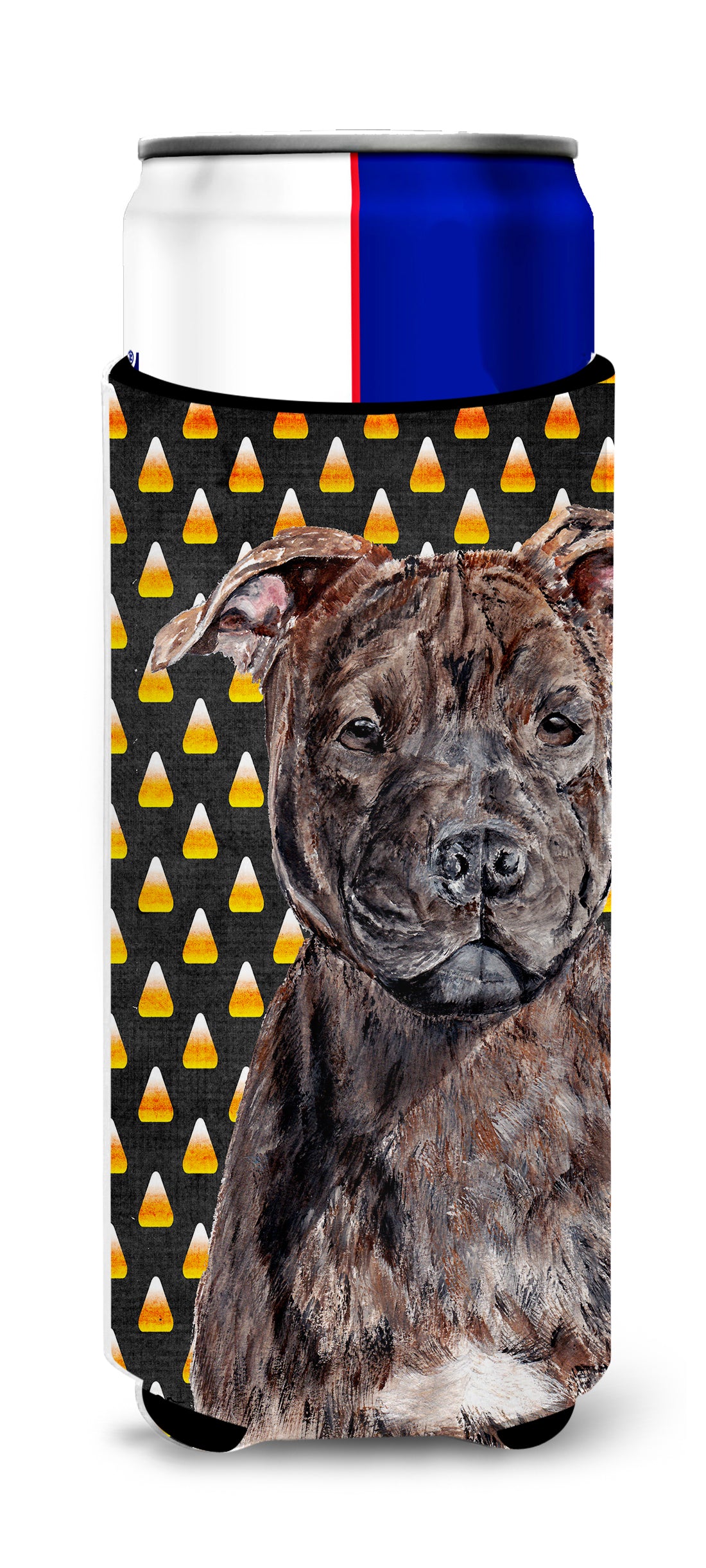 Staffordshire Bull Terrier Staffie Candy Corn Halloween Ultra Beverage Insulators for slim cans SC9657MUK