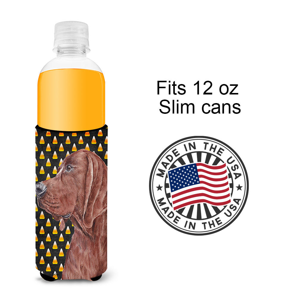 Redbone Coonhound Candy Corn Halloween Ultra Beverage Insulators for slim cans SC9659MUK.