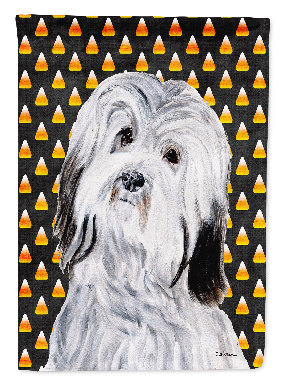 Havanese Candy Corn Halloween Flag Canvas House Size SC9665CHF  the-store.com.