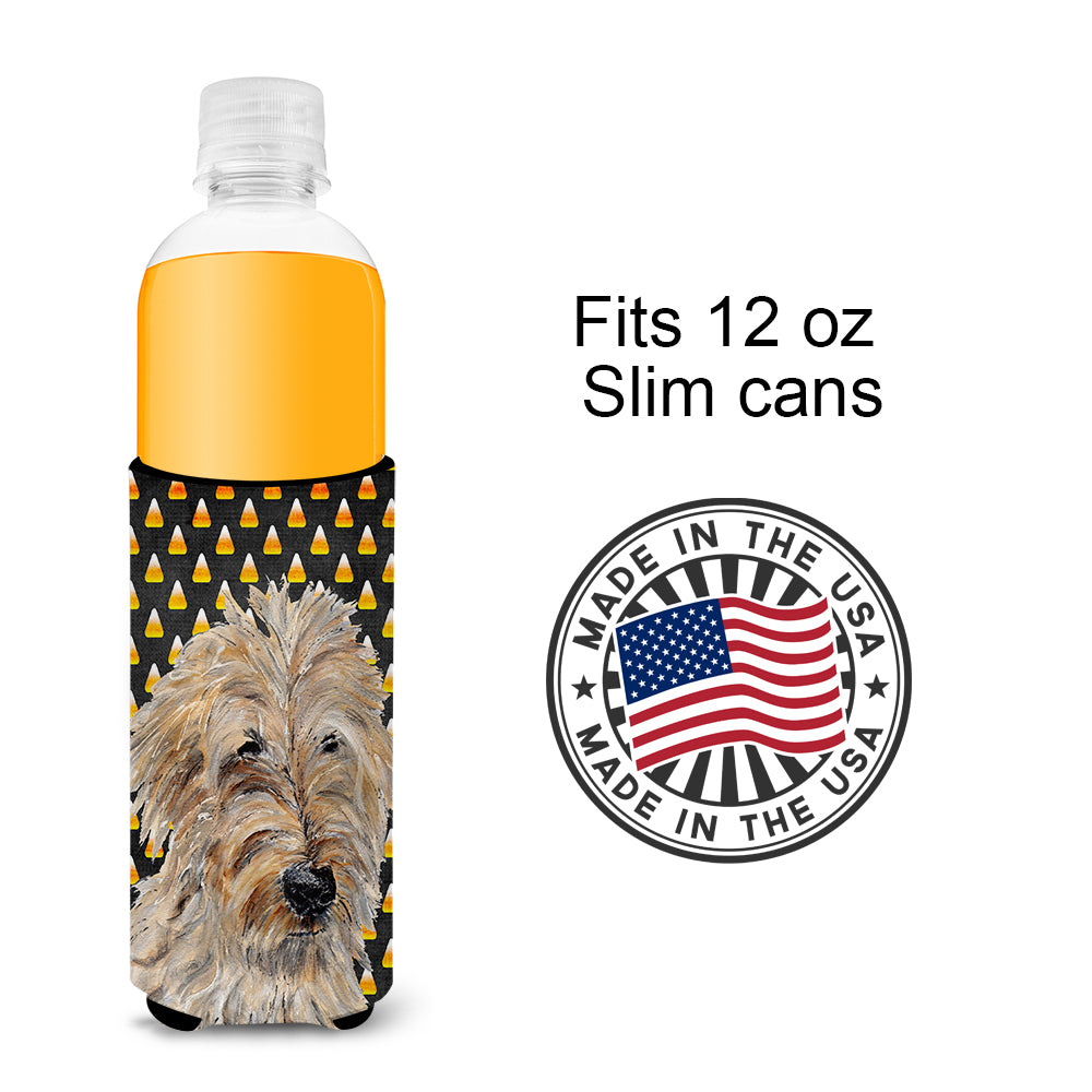 Golden Doodle 2 Candy Corn Halloween Ultra Beverage Insulators for slim cans SC9667MUK.