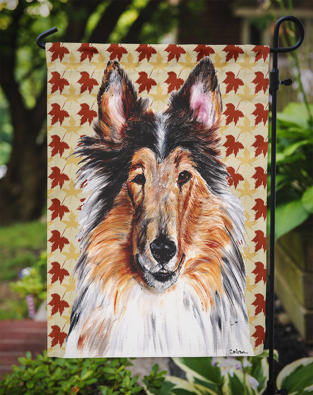 Collie Fall Leaves Flag Garden Size SC9670GF